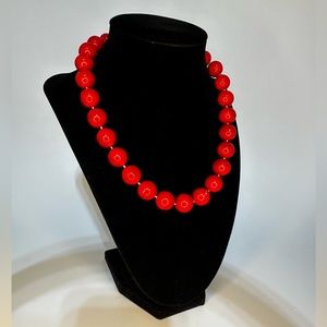 Vibrant Red Bead Choker Necklace